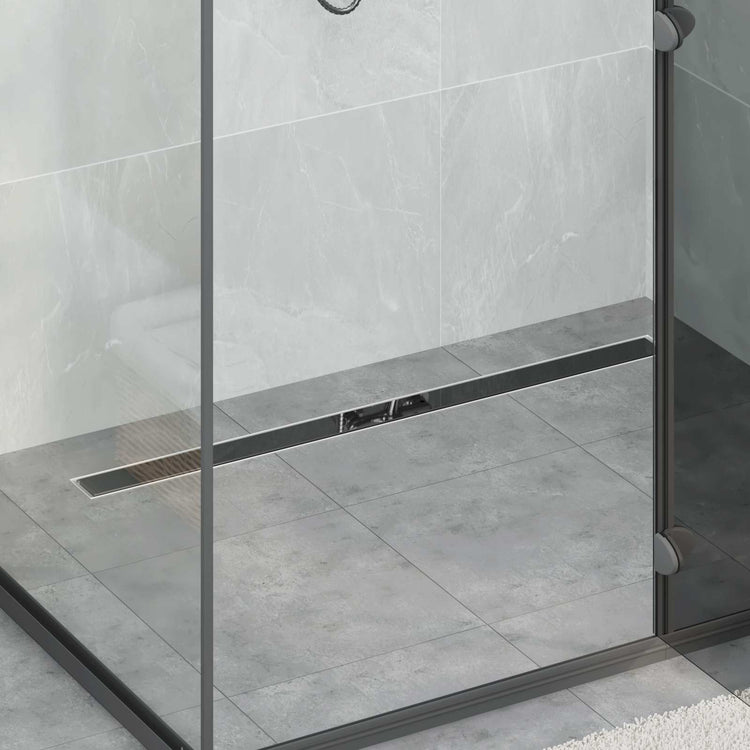 Vidaxl doucheafvoer glasdeksel met 360° sifon zwart 100 cm