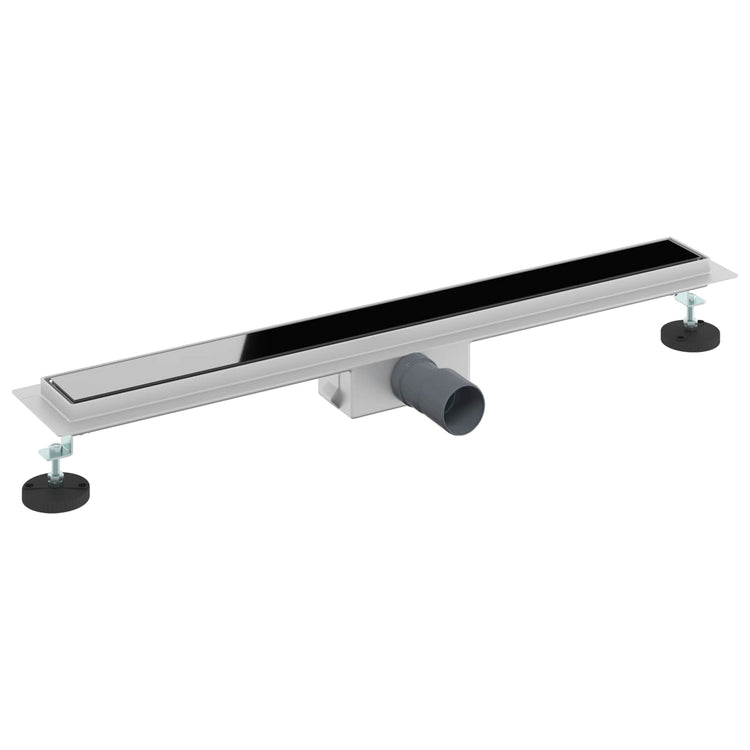 Vidaxl doucheafvoer met glazen deksel zwart 70 cm roestvrij staal 304