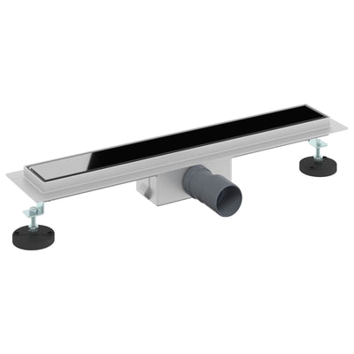 Vidaxl doucheafvoer met glazen deksel zwart 50 cm roestvrij staal 304