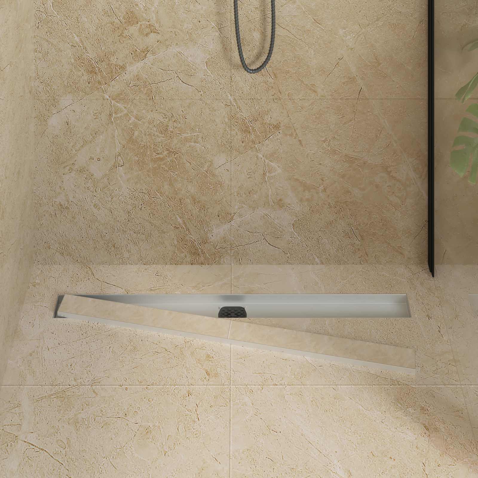 Vidaxl doucheafvoer 2-in-1 met 360° sifon zilver 90 cm