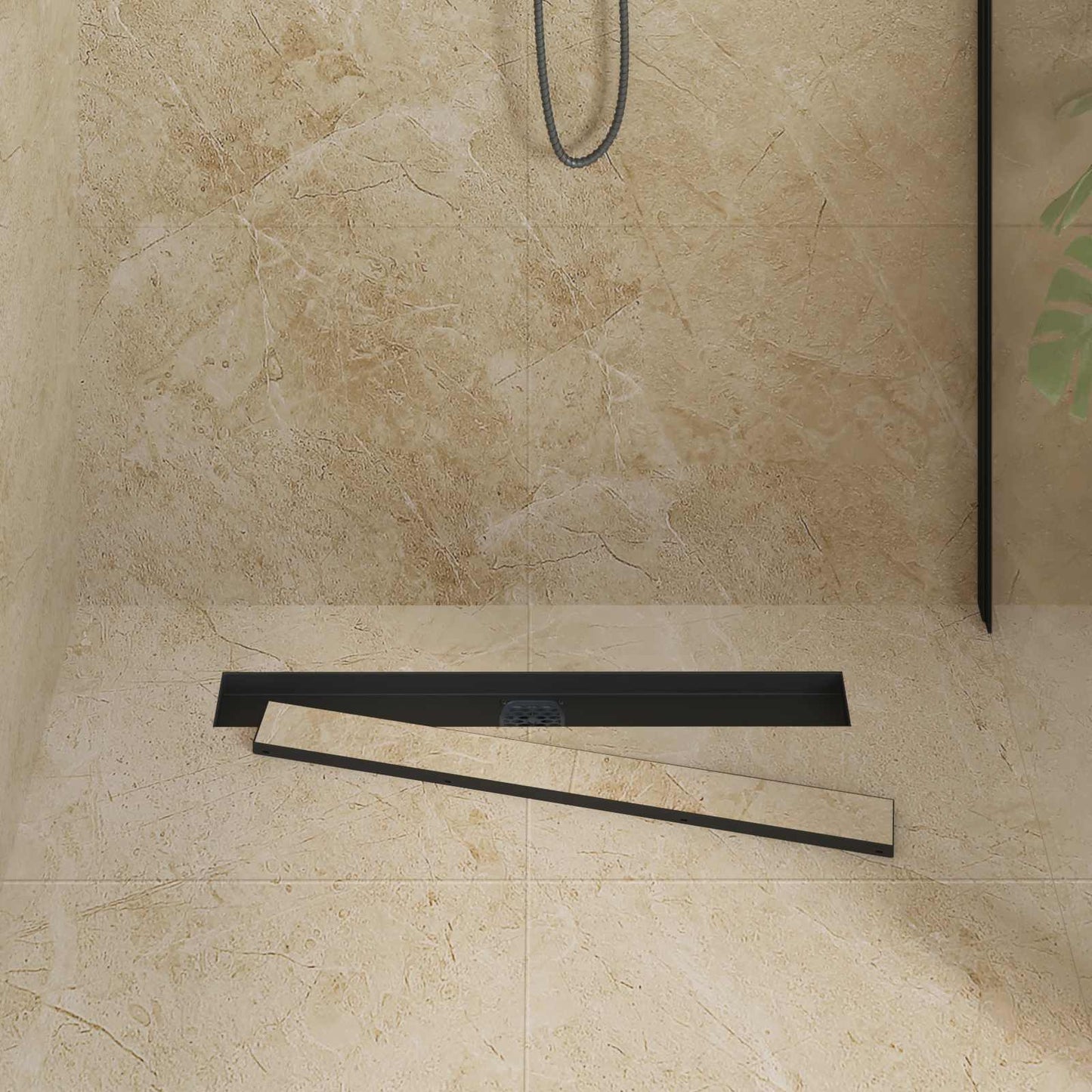 Vidaxl doucheafvoer 2-in-1 met 360° sifon zwart 70 cm