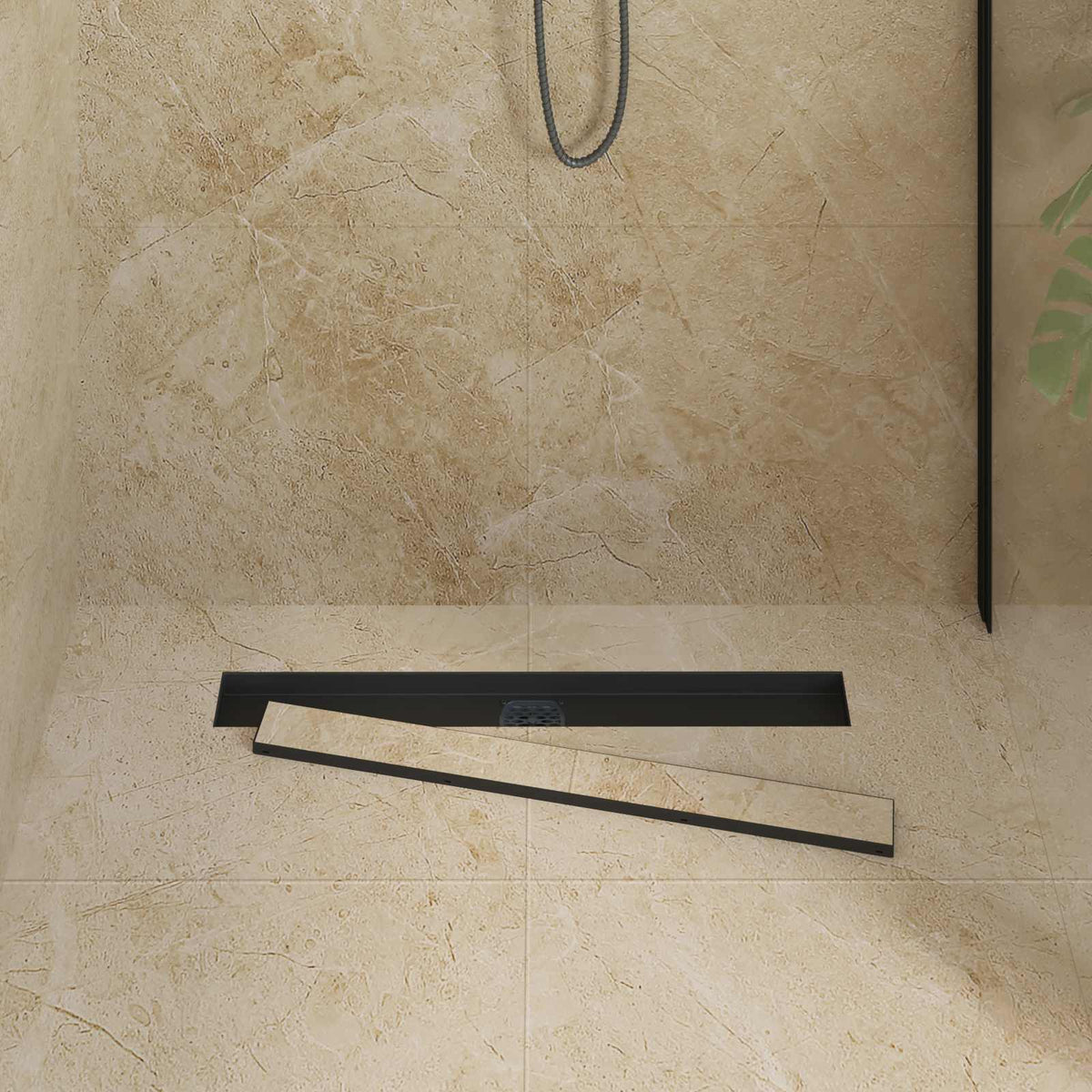 Vidaxl doucheafvoer 2-in-1 met 360° sifon zwart 70 cm