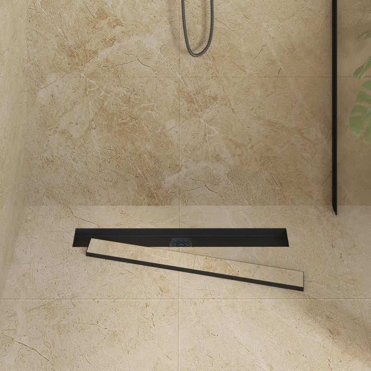 Vidaxl doucheafvoer 2-in-1 met 360° sifon zwart 70 cm