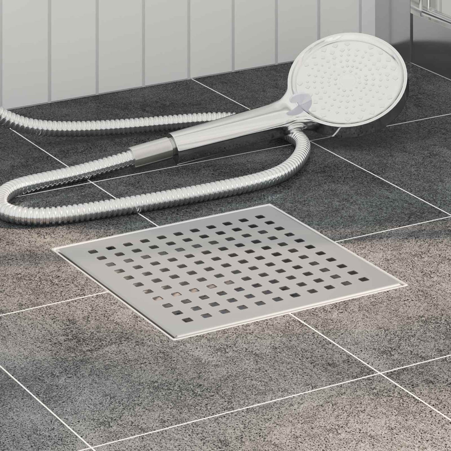 Vidaxl dot doucheafvoer zilver 20 x 20 cm roestvrij staal 304