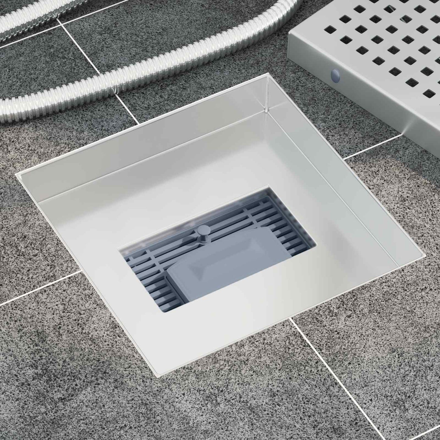 Vidaxl dot doucheafvoer zilver 20 x 20 cm roestvrij staal 304