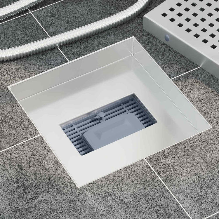 Vidaxl dot doucheafvoer zilver 20 x 20 cm roestvrij staal 304