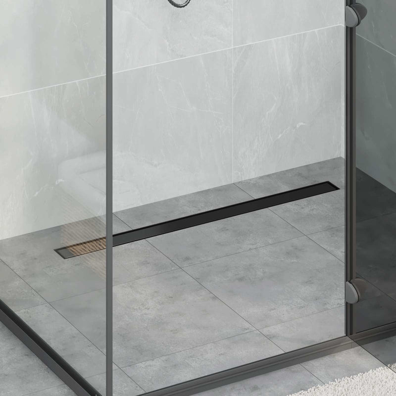Vidaxl 2 in 1 doucheafvoer zwart 90 cm roestvrij staal 304