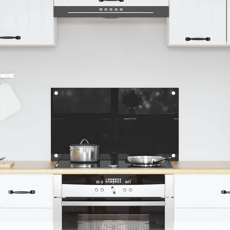 Vidaxl keukenachterwand zwart 70 x 40 cm gehard glas