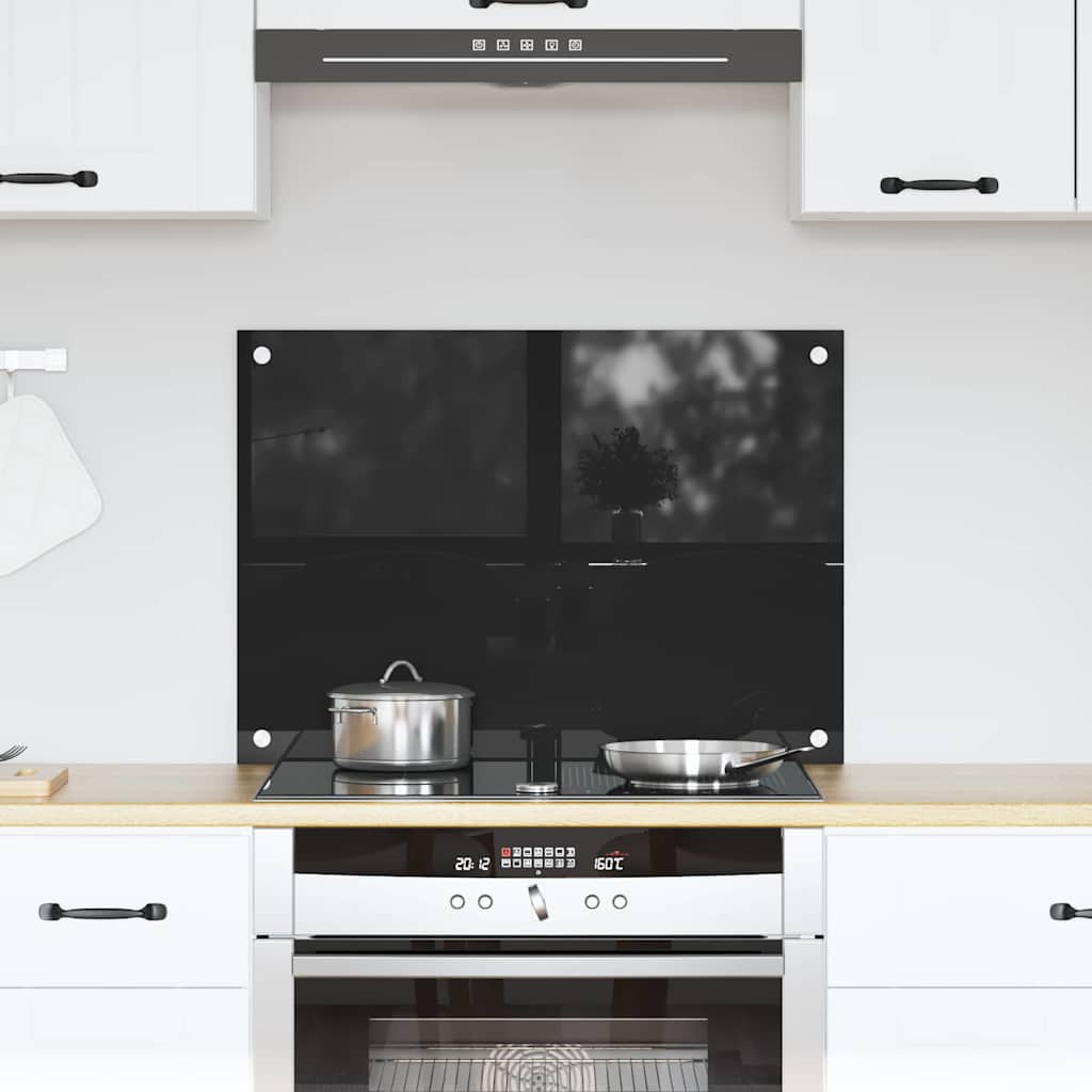 Vidaxl keukenachterwand zwart 70 x 50 cm gehard glas
