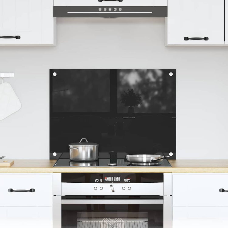 Vidaxl keukenachterwand zwart 70 x 50 cm gehard glas