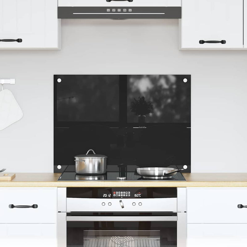Vidaxl keuken achterwand zwart 70 x 50 cm gehard glas