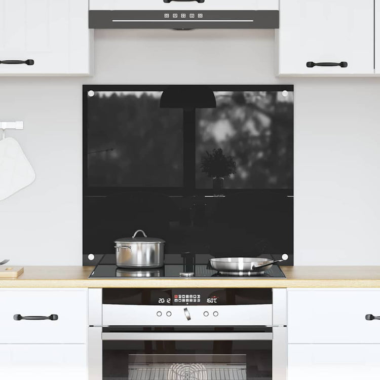 Vidaxl keukenachterwand zwart 70 x 60 cm gehard glas