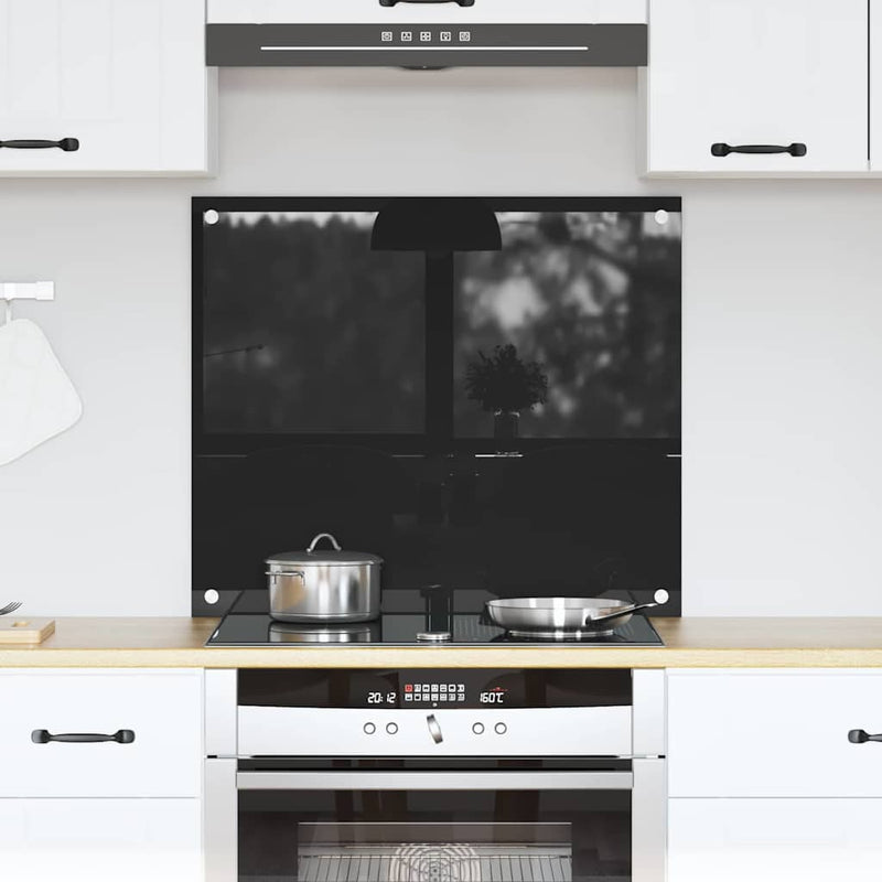 Vidaxl keuken achterwand zwart 70 x 60 cm gehard glas
