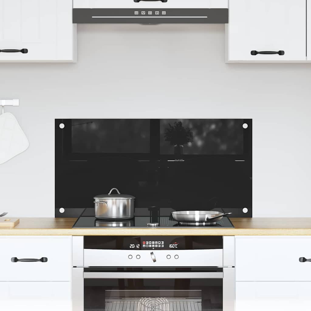 Vidaxl keukenachterwand zwart 80 x 40 cm gehard glas