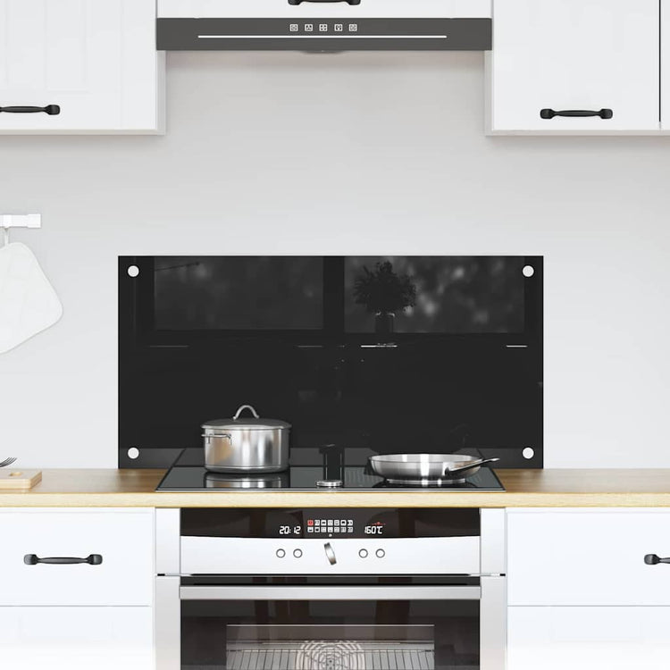 Vidaxl keukenachterwand zwart 80 x 40 cm gehard glas