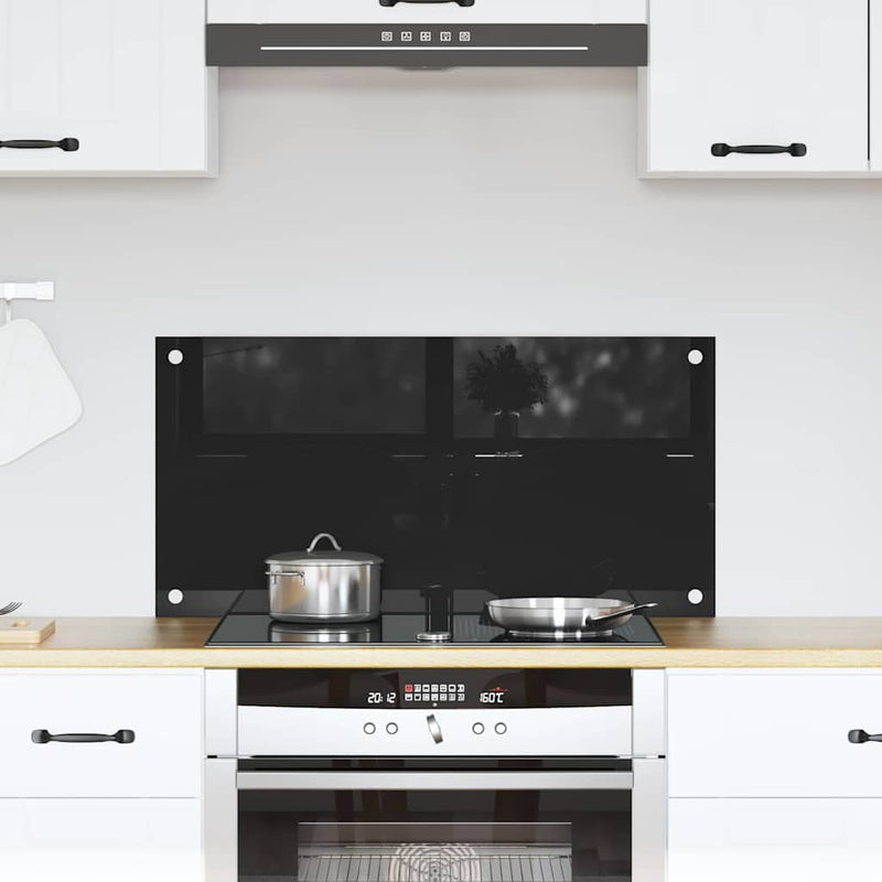 Vidaxl keuken achterwand zwart 80 x 40 cm gehard glas