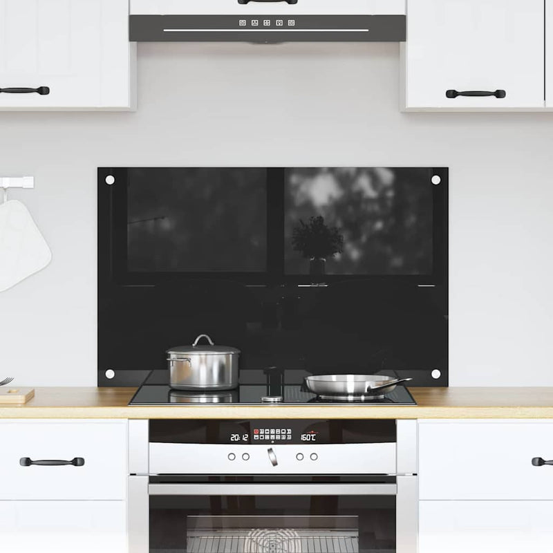 Vidaxl keuken achterwand zwart 80 x 50 cm gehard glas