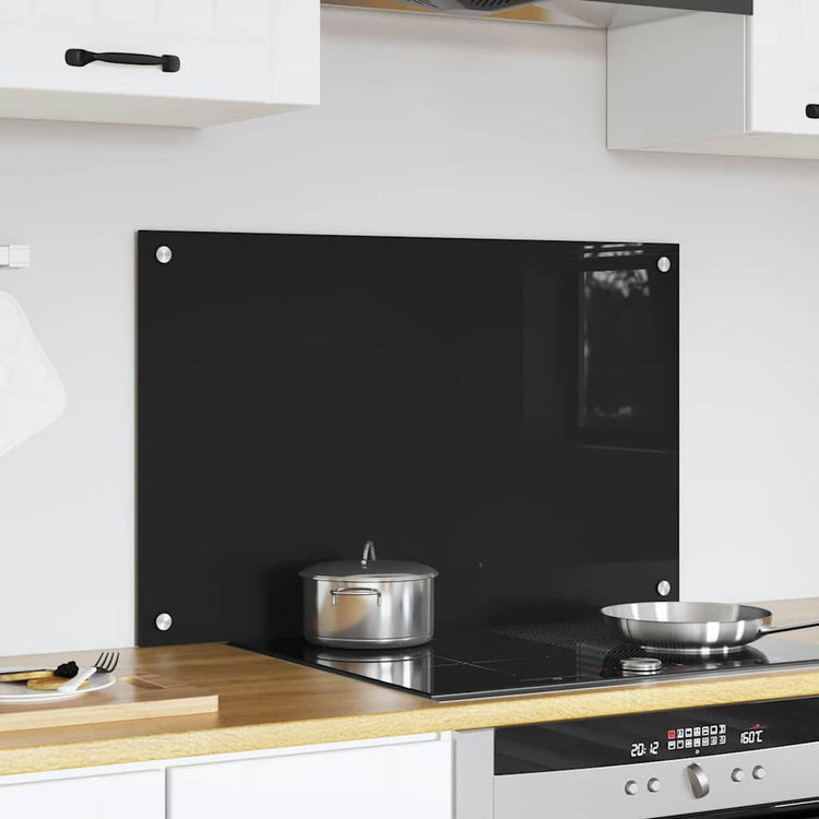 Vidaxl keukenachterwand zwart 80 x 50 cm gehard glas