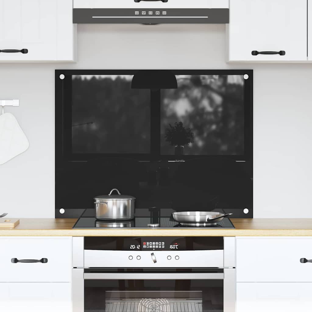 Vidaxl keukenachterwand zwart 80 x 60 cm gehard glas