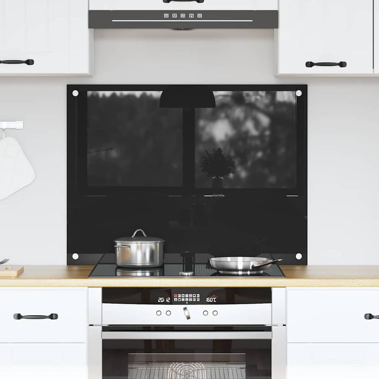 Vidaxl keukenachterwand zwart 80 x 60 cm gehard glas
