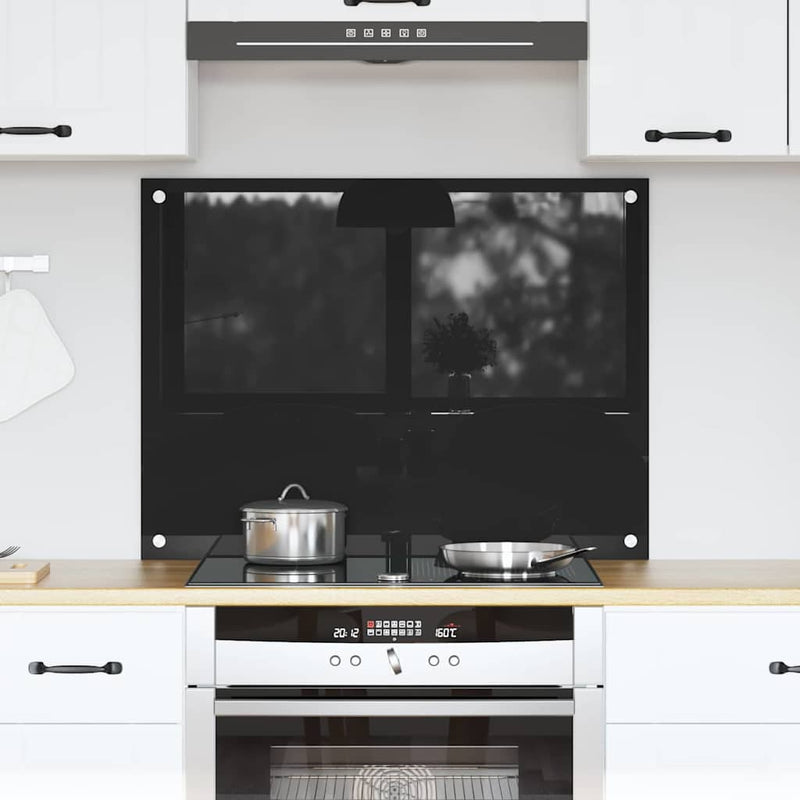 Vidaxl keuken achterwand zwart 80 x 60 cm gehard glas