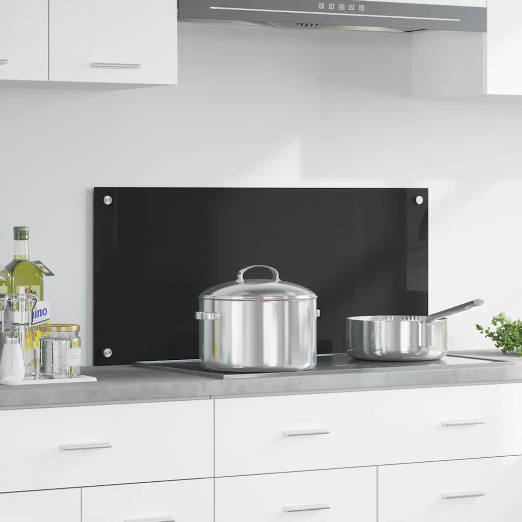 Vidaxl keukenachterwand zwart 90 x 40 cm gehard glas