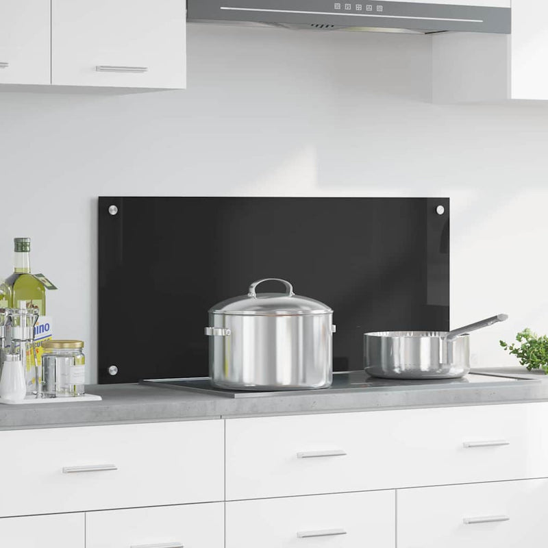 Vidaxl keuken achterwand zwart 90 x 40 cm gehard glas