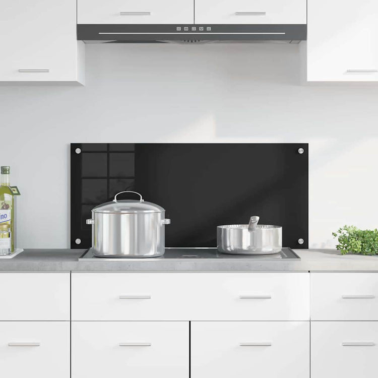 Vidaxl keukenachterwand zwart 90 x 40 cm gehard glas