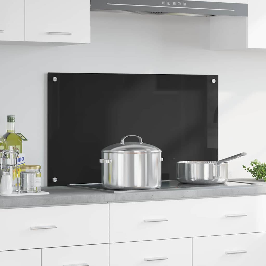 Vidaxl keukenachterwand zwart 90 x 50 cm gehard glas