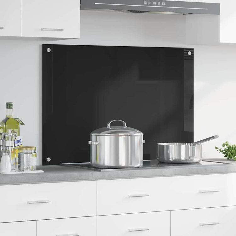 Vidaxl keukenachterwand zwart 90 x 60 cm gehard glas