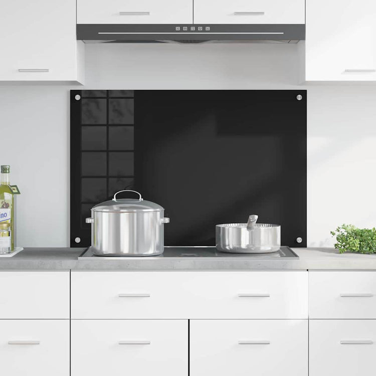 Vidaxl keukenachterwand zwart 90 x 60 cm gehard glas