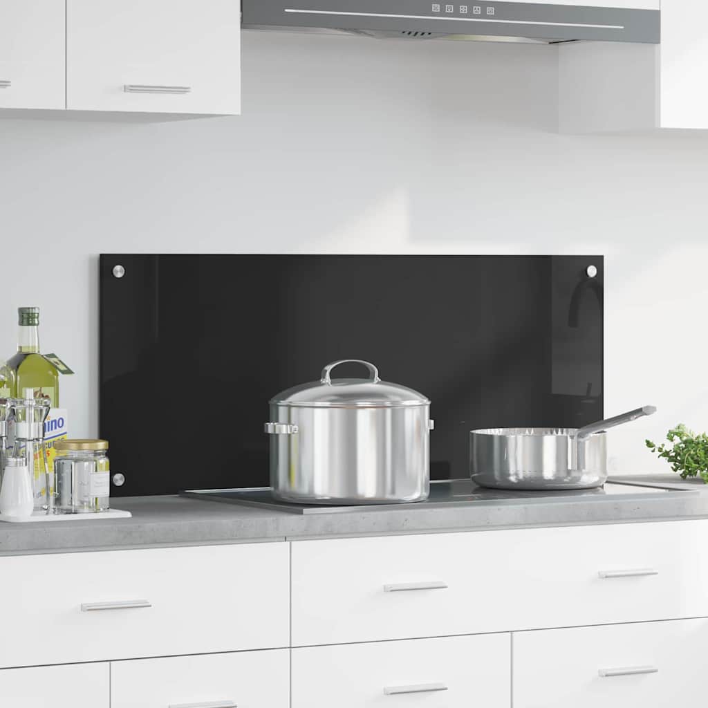 Vidaxl keukenachterwand zwart 100 x 40 cm gehard glas