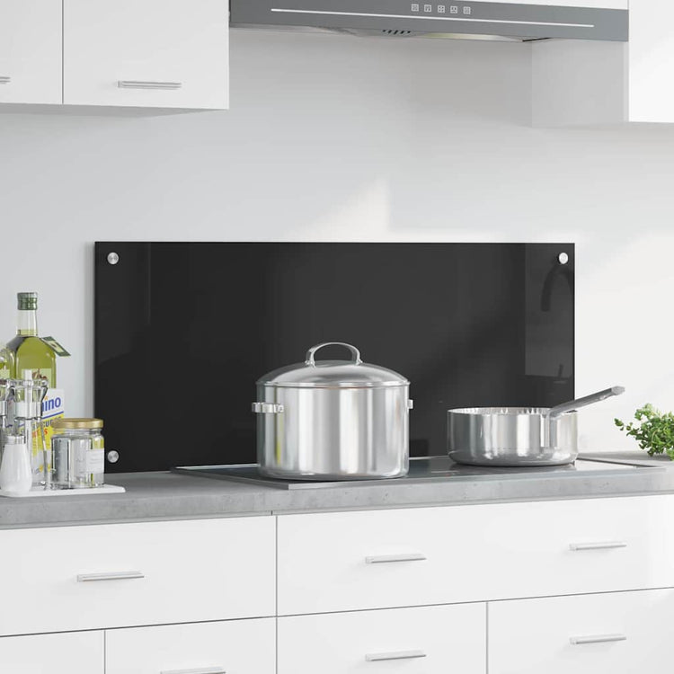 Vidaxl keukenachterwand zwart 100 x 40 cm gehard glas