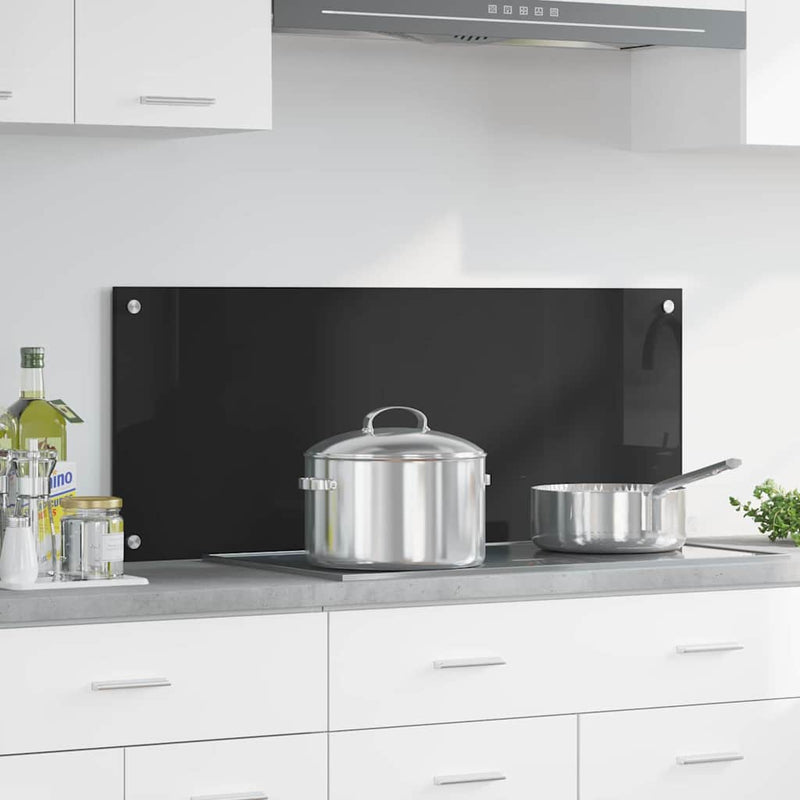 Vidaxl keuken achterwand zwart 100 x 40 cm gehard glas