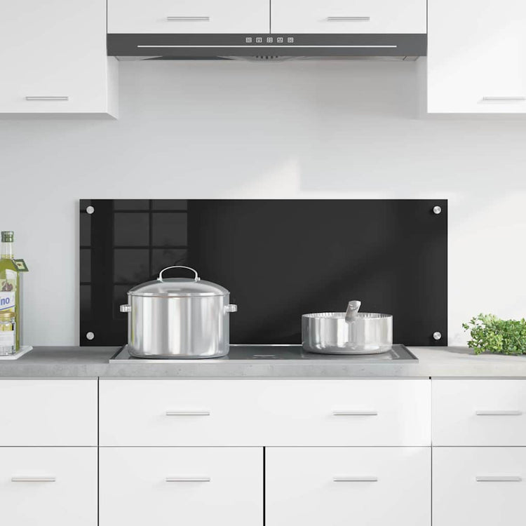 Vidaxl keukenachterwand zwart 100 x 40 cm gehard glas