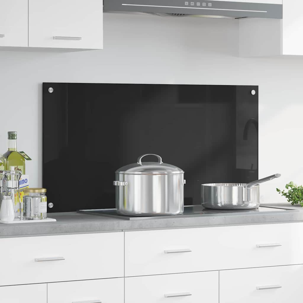 Vidaxl keukenachterwand zwart 100 x 50 cm gehard glas