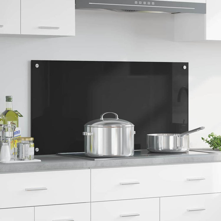 Vidaxl keukenachterwand zwart 100 x 50 cm gehard glas