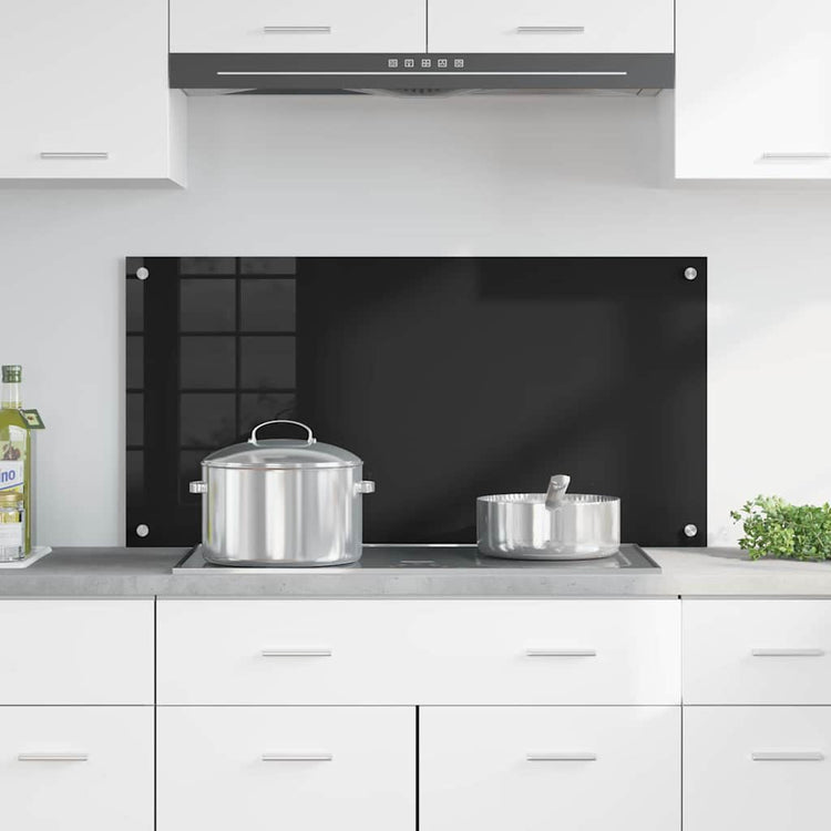 Vidaxl keukenachterwand zwart 100 x 50 cm gehard glas