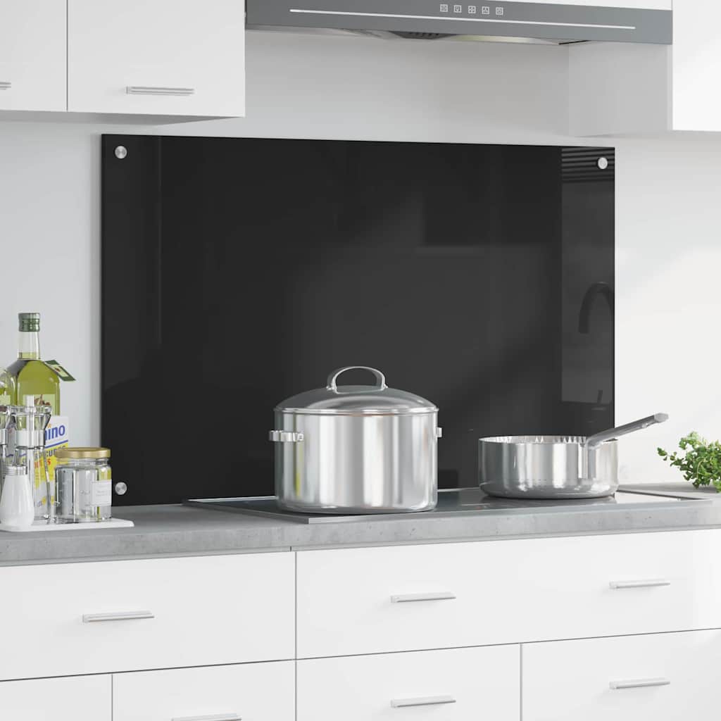 Vidaxl keuken achterwand zwart 100 x 60 cm gehard glas