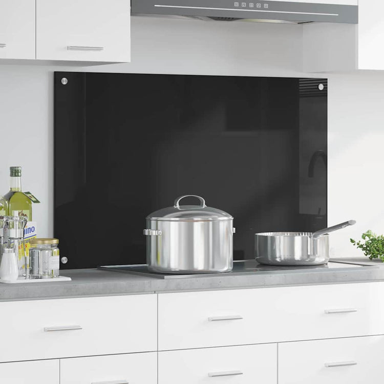 Vidaxl keuken achterwand zwart 100 x 60 cm gehard glas