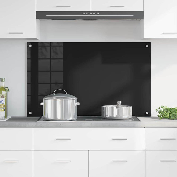 Vidaxl keuken achterwand zwart 100 x 60 cm gehard glas