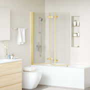 Vidaxl opvouwbare douchewand goud 130 x 138 cm esg-glas en aluminium - afbeelding 3