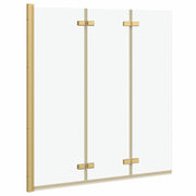 Vidaxl opvouwbare douchewand goud 130 x 138 cm esg-glas en aluminium - afbeelding 2