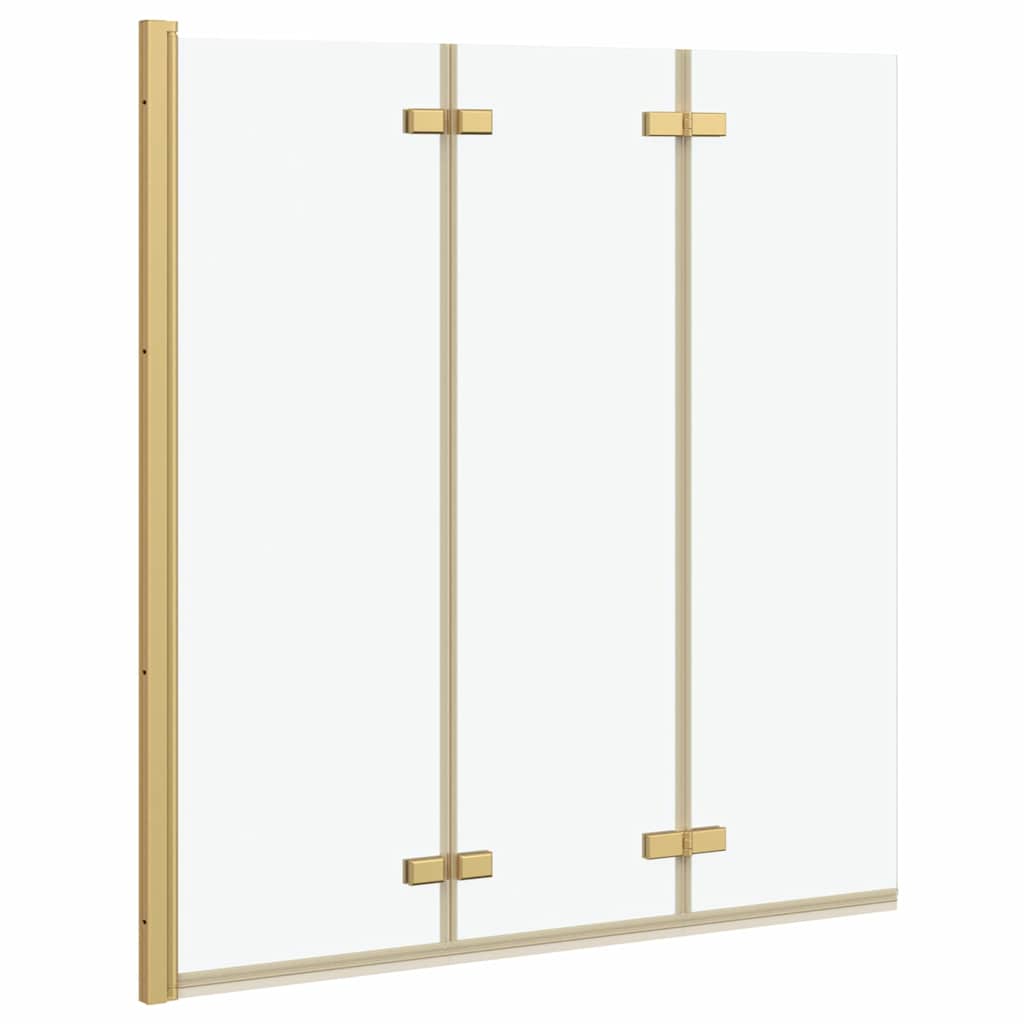Vidaxl opvouwbare douchewand goud 130 x 138 cm esg-glas en aluminium