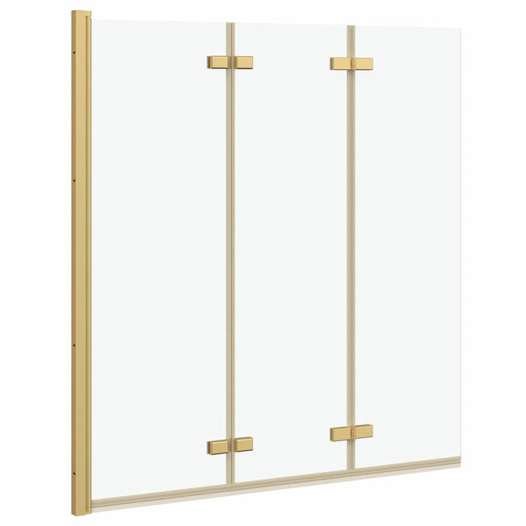 Vidaxl opvouwbare douchewand goud 130 x 138 cm esg-glas en aluminium