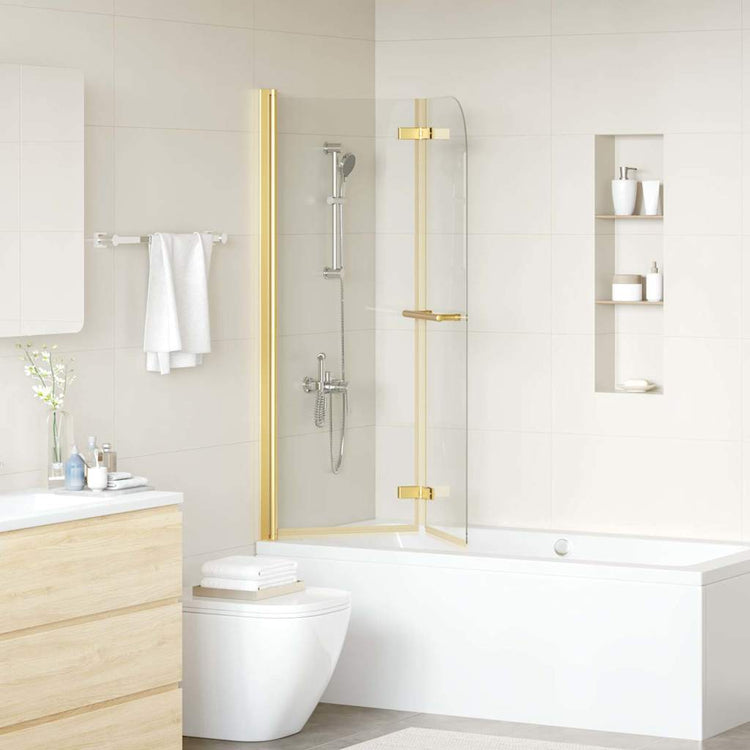 Vidaxl douche omhulsel transparant en goud 95 x 140 cm