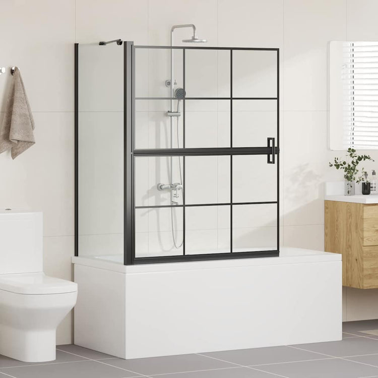 Vidaxl bad douchescreen zwart en transparant 100 x 68 x 128 cm