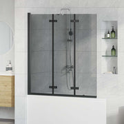 Vidaxl opvouwbare douchewand zwart 130 x 138 cm esg-glas en aluminium - afbeelding 1