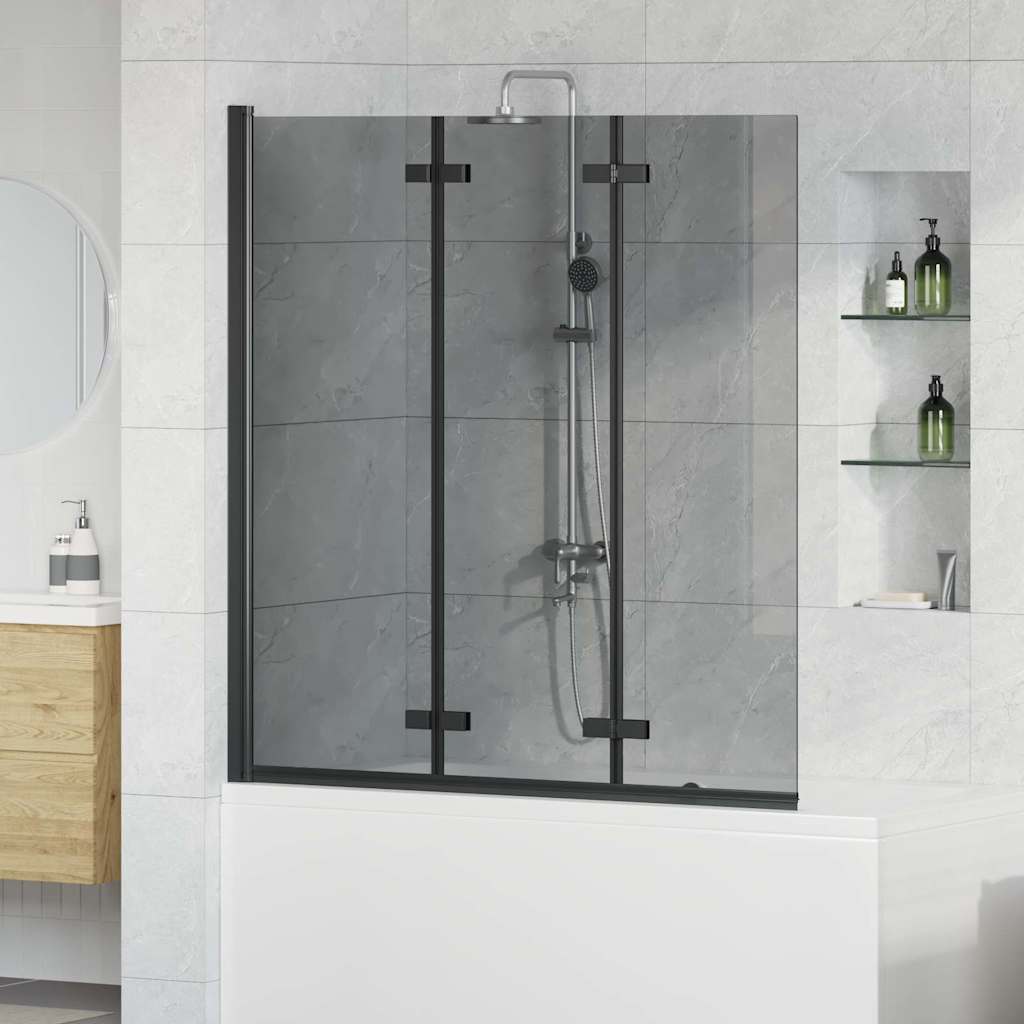 Vidaxl opvouwbare douchewand zwart 130 x 138 cm esg-glas en aluminium