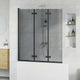 Vidaxl opvouwbare douchewand zwart 130 x 138 cm esg-glas en aluminium